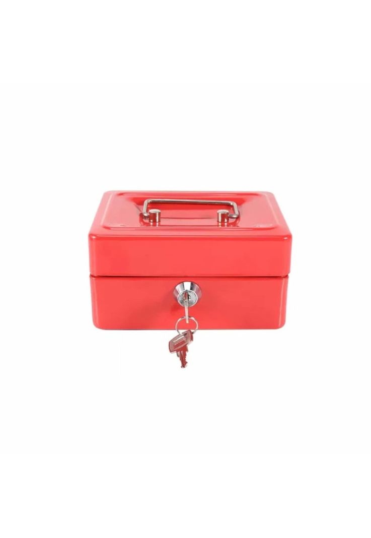 Caja Fuerte Metálica Dinero + Llave Seguridad 15x12 CM Rojo-1