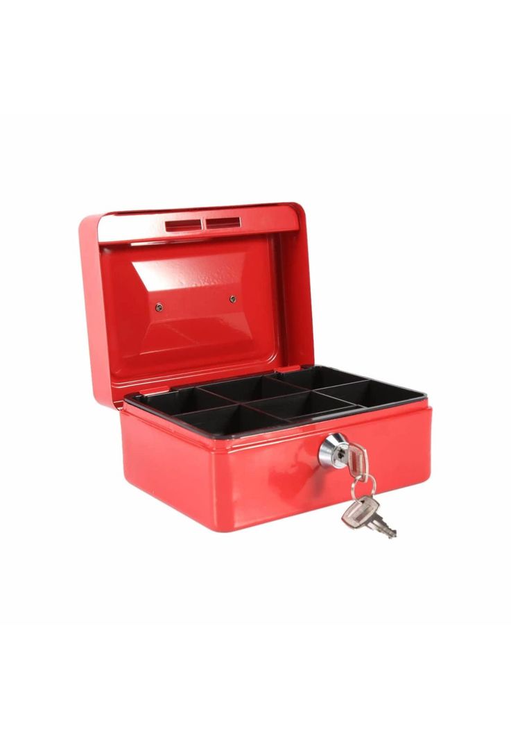 Caja Fuerte Metálica Dinero + Llave Seguridad 15x12 CM Rojo-2