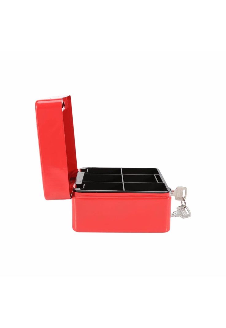 Caja Fuerte Metálica Dinero + Llave Seguridad 15x12 CM Rojo-3