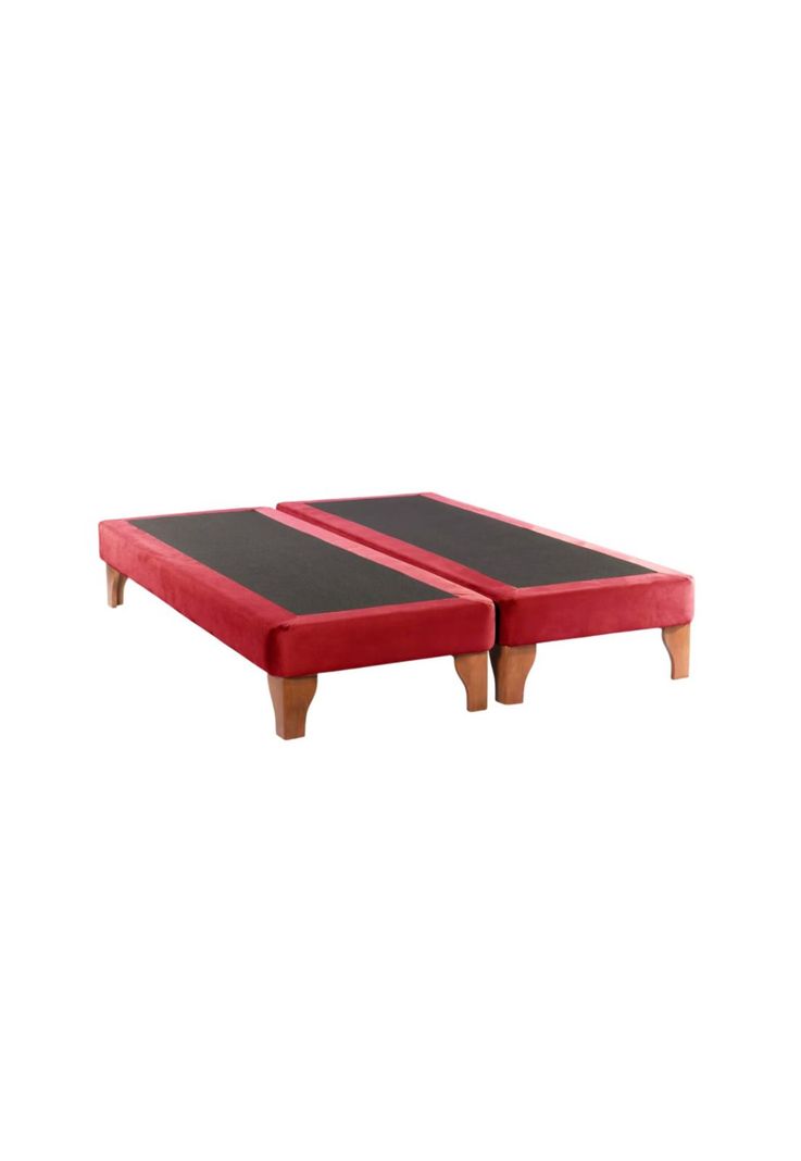 Base Dividida Cama Europea Super King 200x200 CM Rojo Felpa-2
