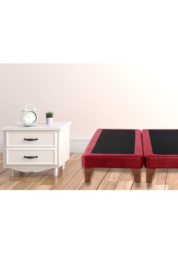 Base Dividida Cama Europea Super King 200x200 CM Rojo Felpa-4
