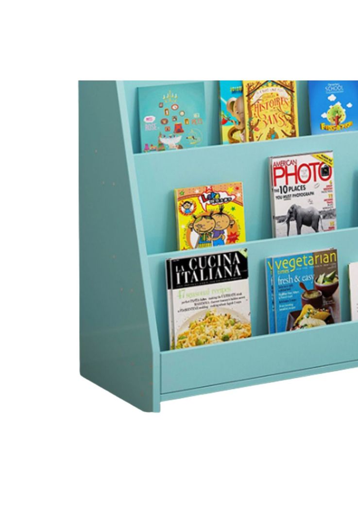 Estante Librero Niños Madera 4 Niveles 80x30x88 CM Azul-2