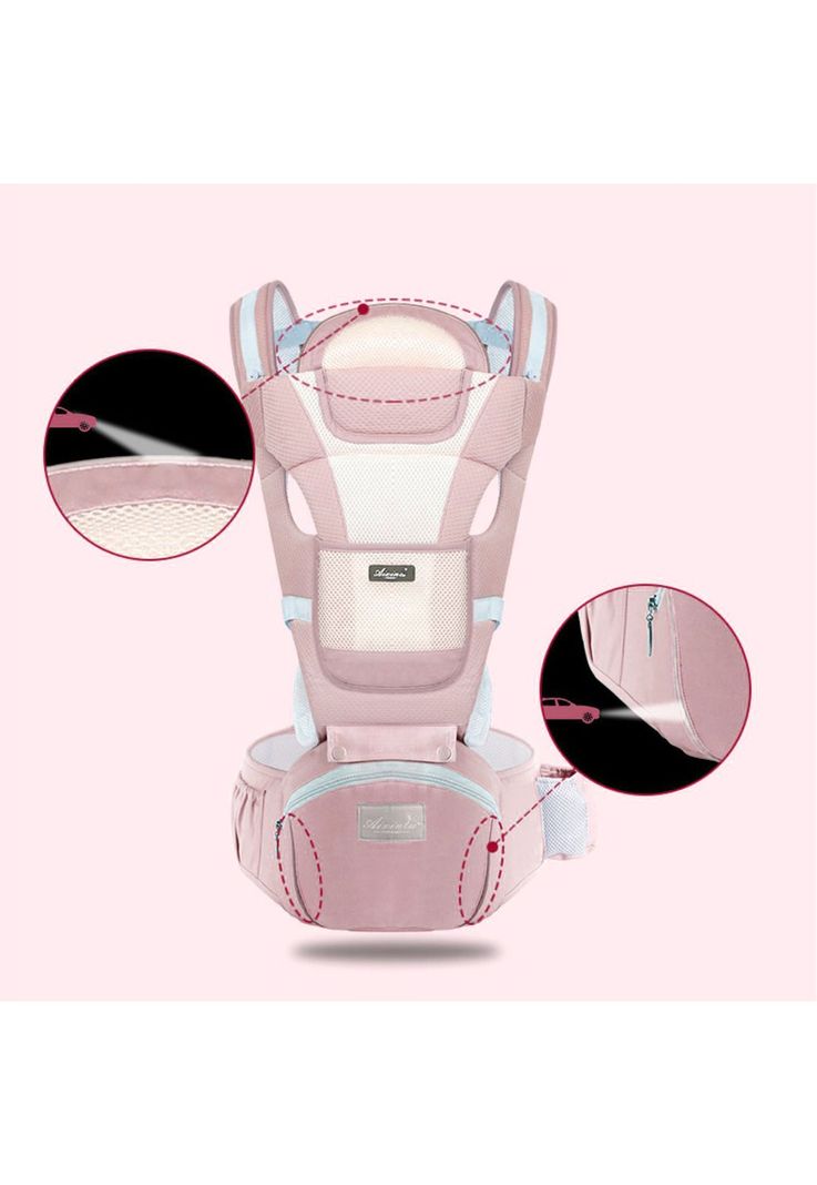 Mochila Porta Bebes Ergonómica Asiento Multifuncional 6 En 1 Rosado-5