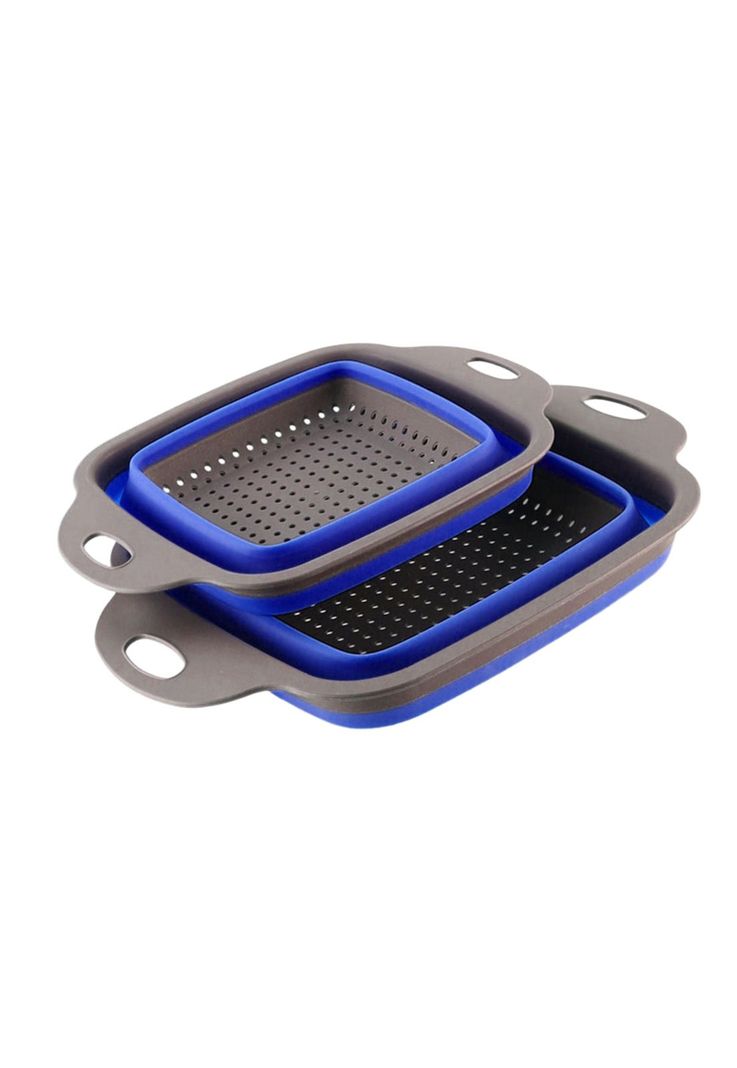 Pack 2 Coladores Escurridor Rectangular Cocina Azul-0