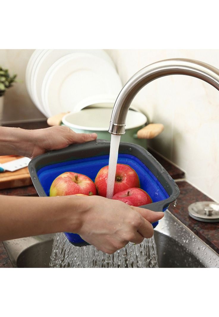 Pack 2 Coladores Escurridor Rectangular Cocina Azul-4