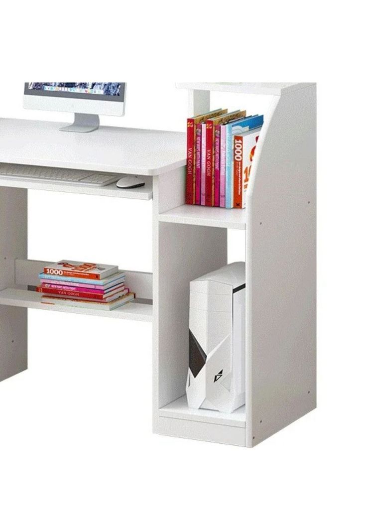 Escritorio Mesa Librero Gaveta PC 117x40x92 Blanco-2