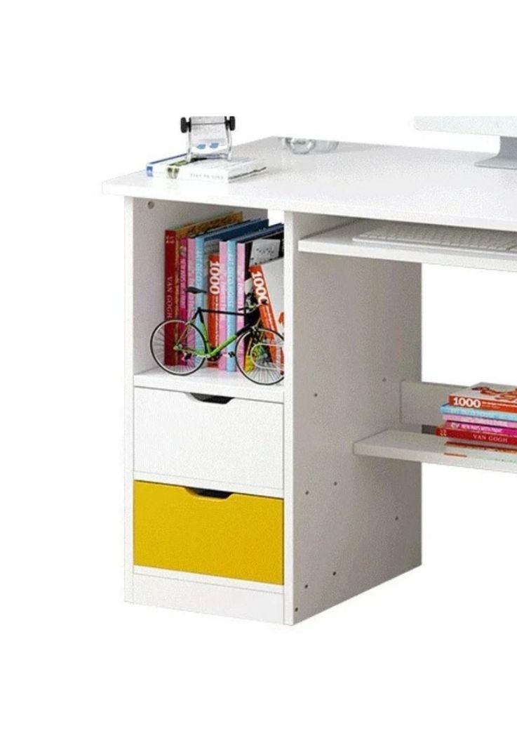 Escritorio Mesa Librero Gaveta PC 117x40x92 Blanco-3