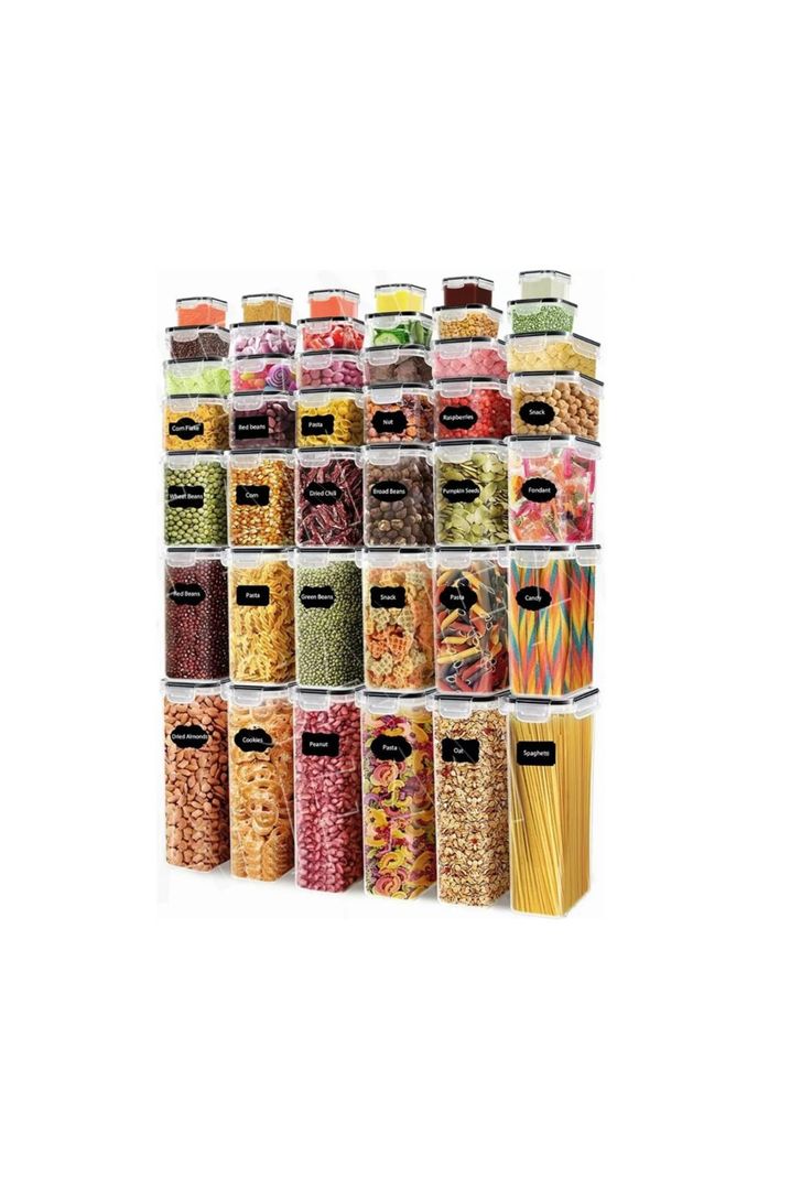 Set 42 Contenedores Herméticos Almacenamiento Despensa Cocina Plásticos-0