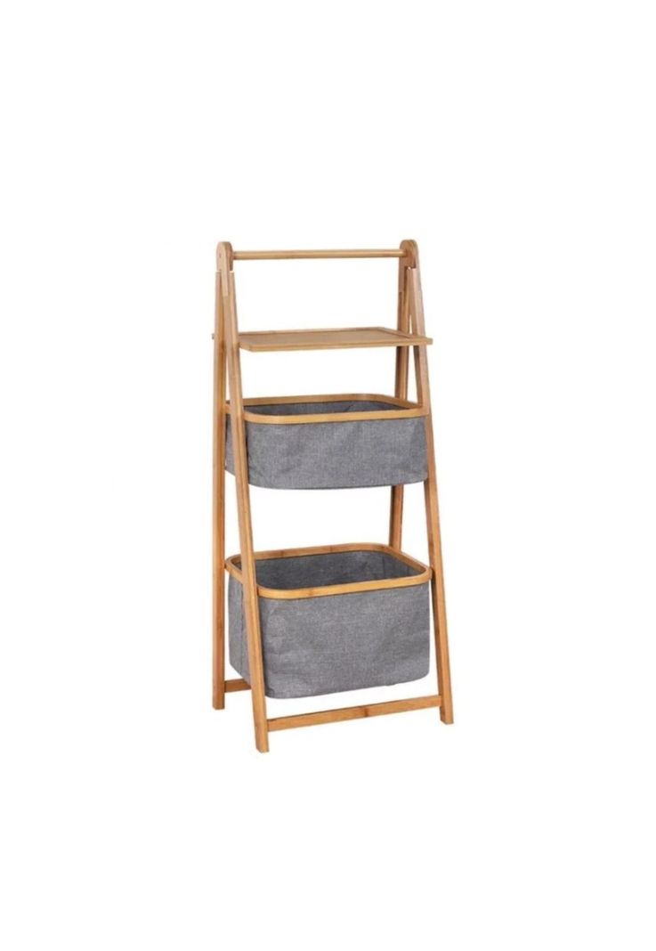 Mueble Estante Organizador Bambú Cesto-1