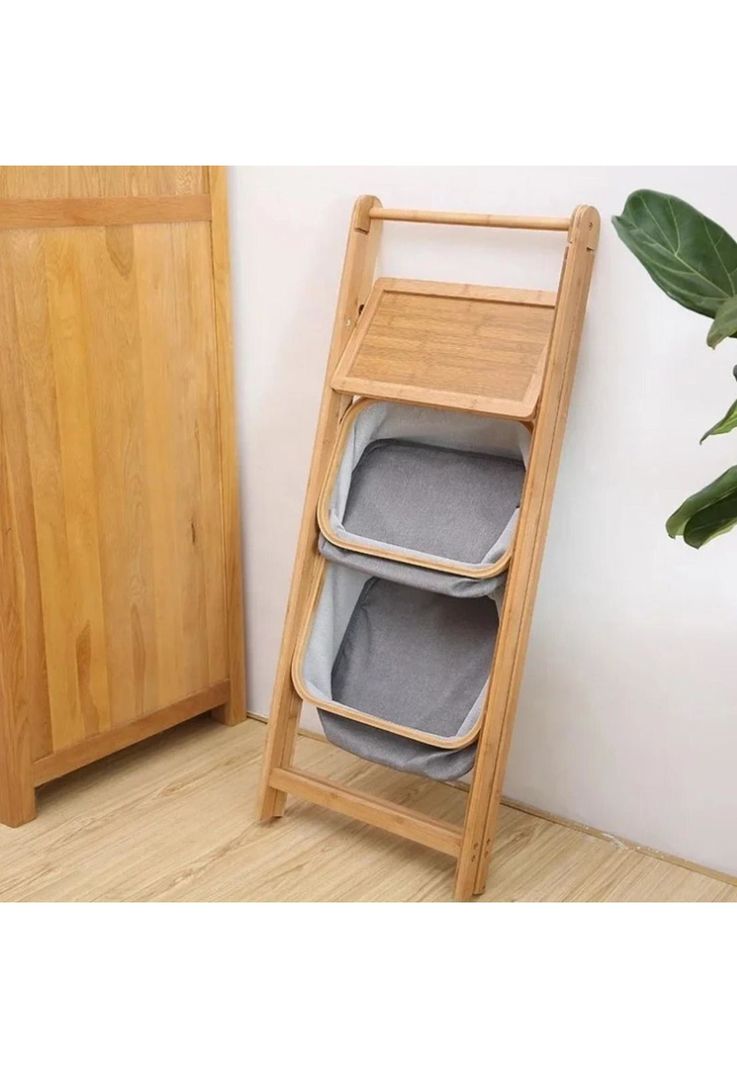 Mueble Estante Organizador Bambú Cesto-3