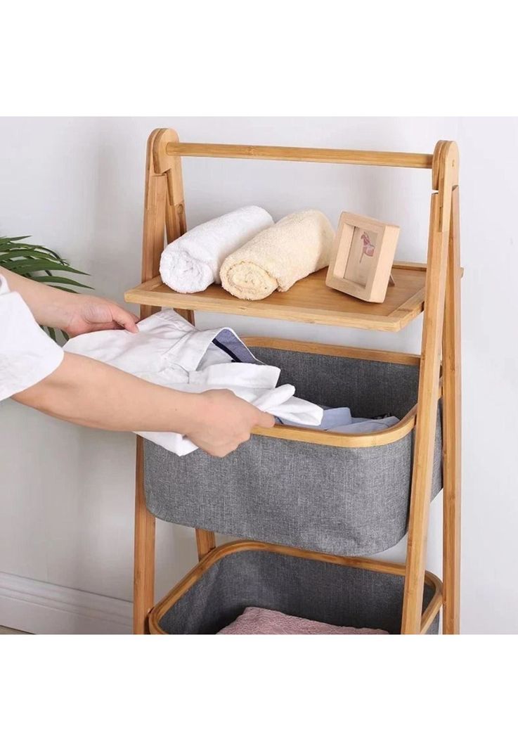 Mueble Estante Organizador Bambú Cesto-4