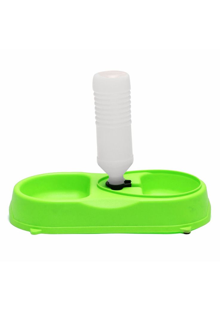 Dispensador Plato Agua Comida Mascotas Verde-1