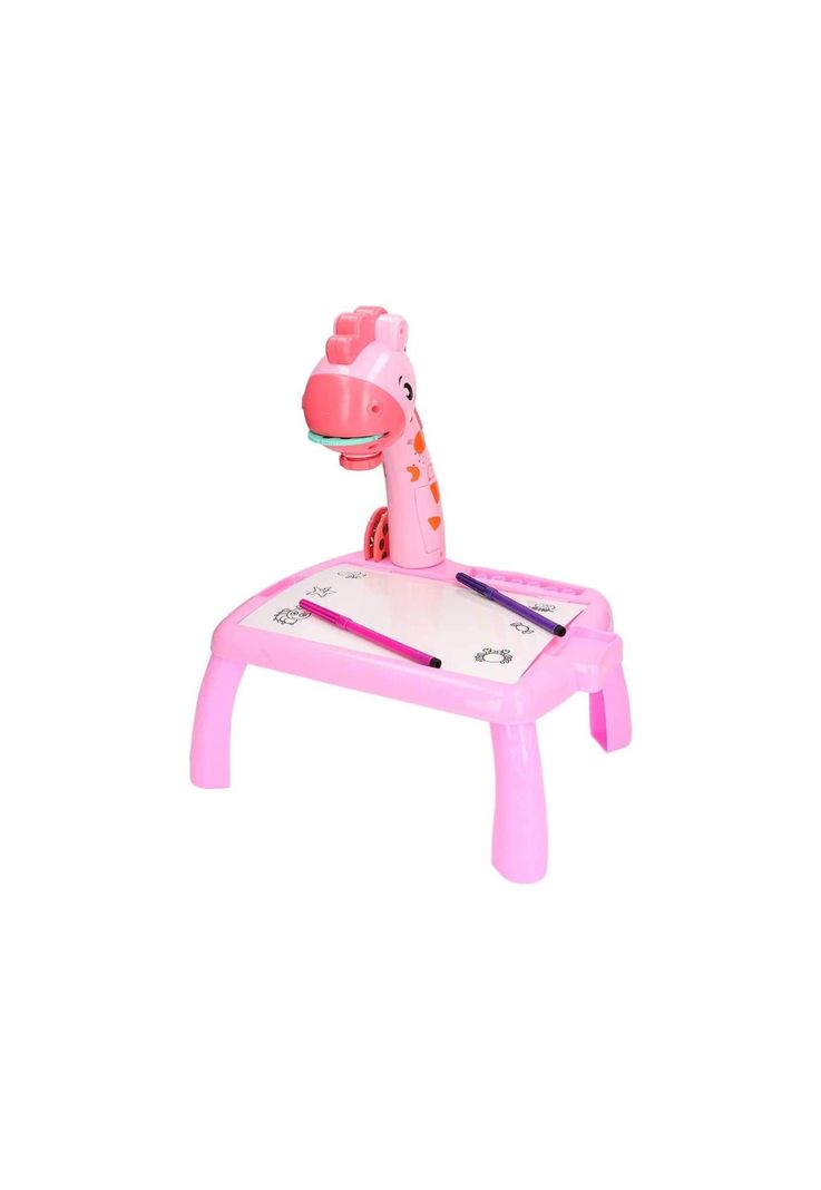 Mesa Proyector Dibujo Aprendizaje Trazos Infantil Jirafa Rosado-0