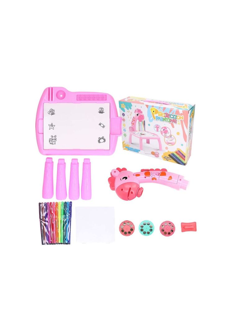 Mesa Proyector Dibujo Aprendizaje Trazos Infantil Jirafa Rosado-1