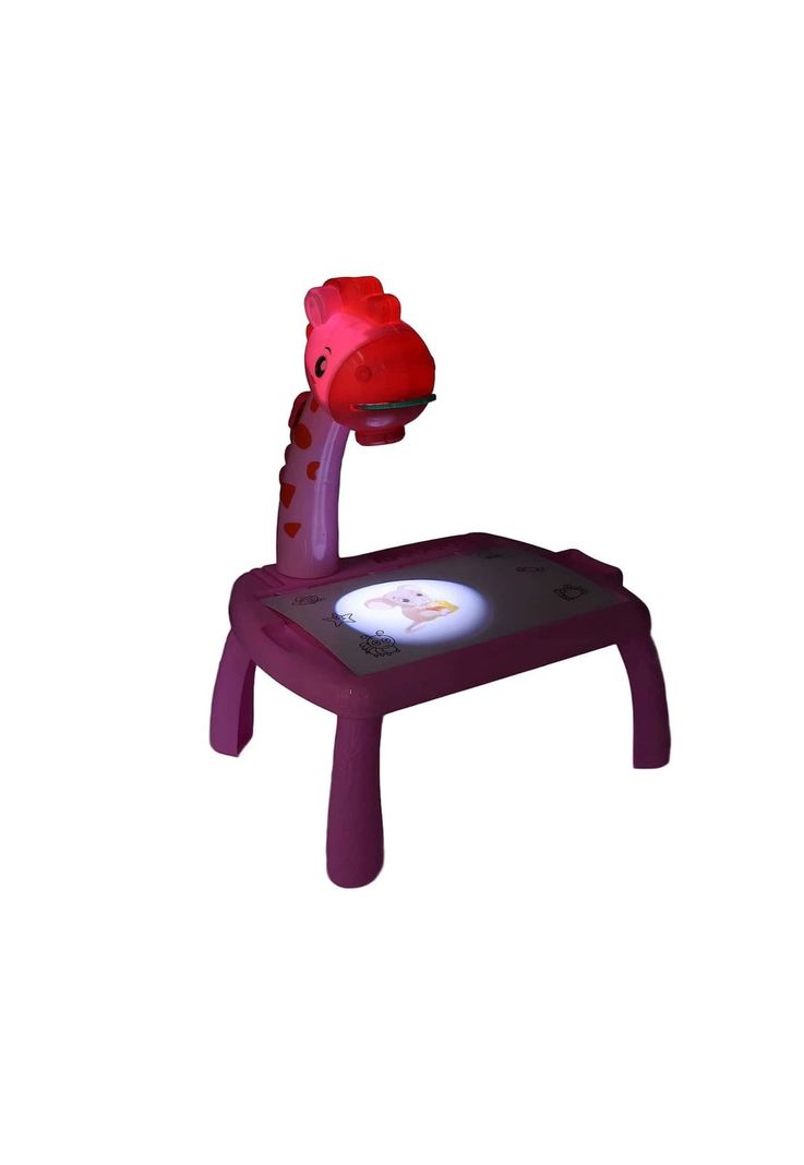 Mesa Proyector Dibujo Aprendizaje Trazos Infantil Jirafa Rosado-2