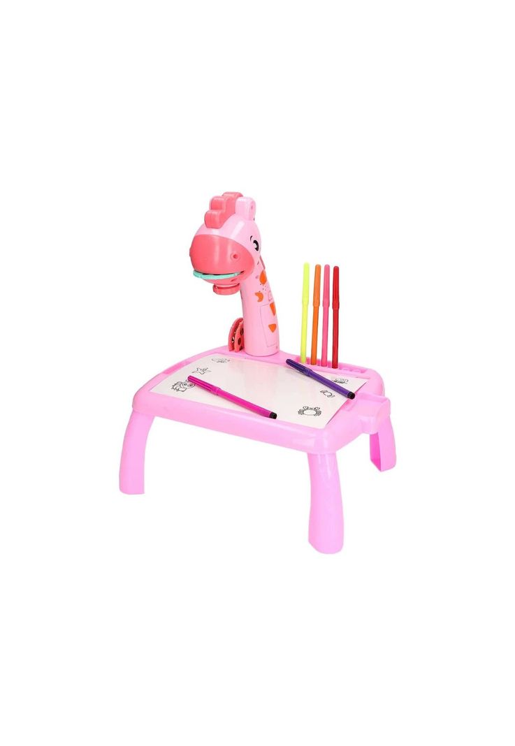Mesa Proyector Dibujo Aprendizaje Trazos Infantil Jirafa Rosado-3