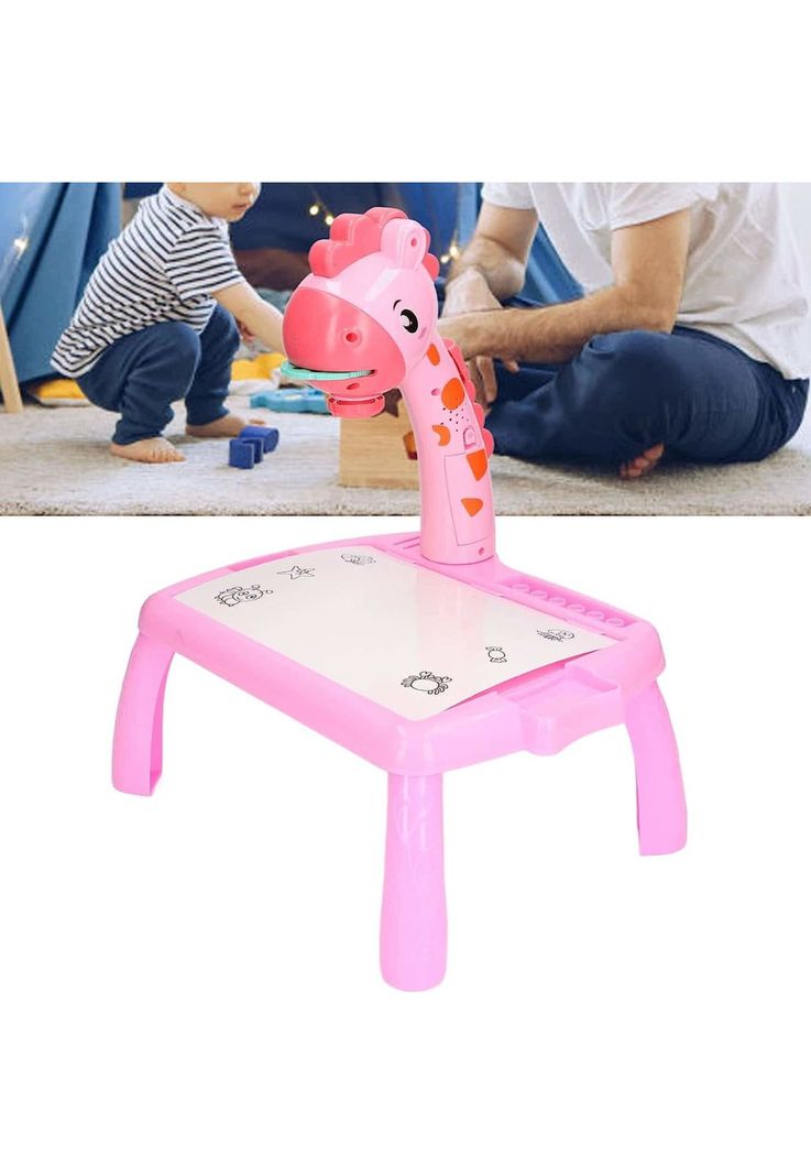 Mesa Proyector Dibujo Aprendizaje Trazos Infantil Jirafa Rosado-4