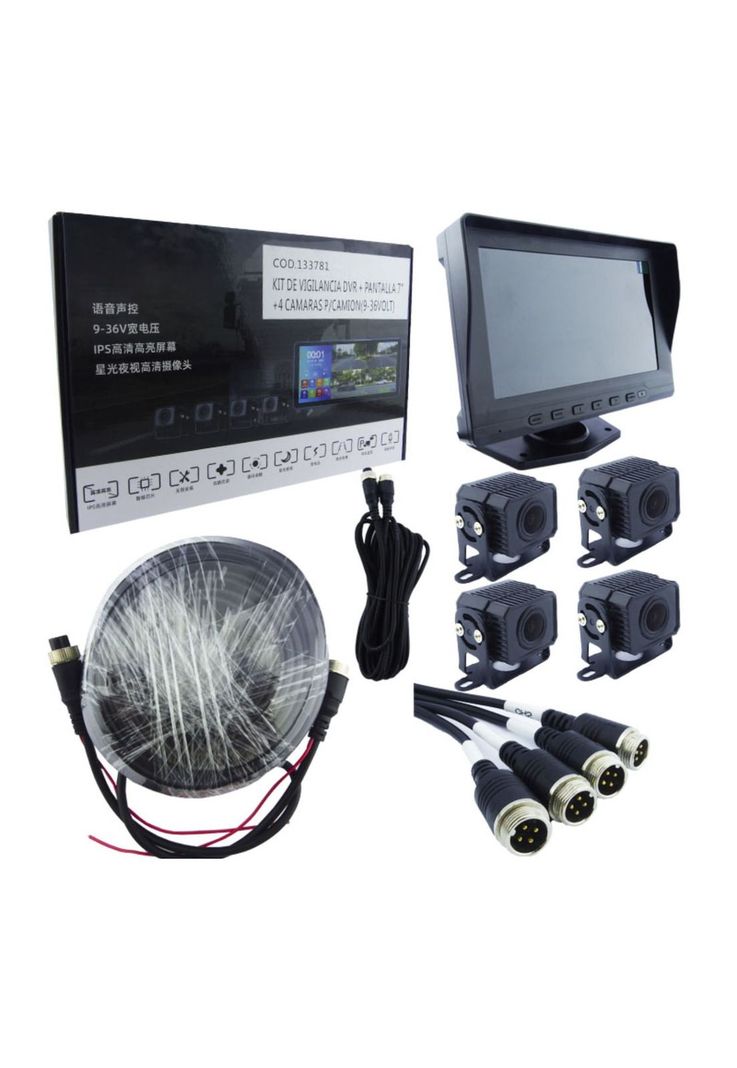 Kit 4 Cámaras Seguridad Camión DVR 7 HD-3