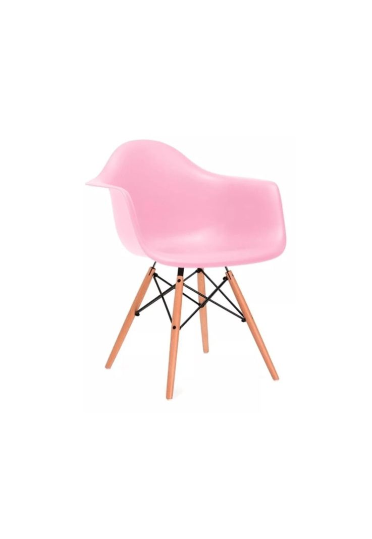 Silla Comedor Eames Hogar Butaca Estructura Color Rosado-0