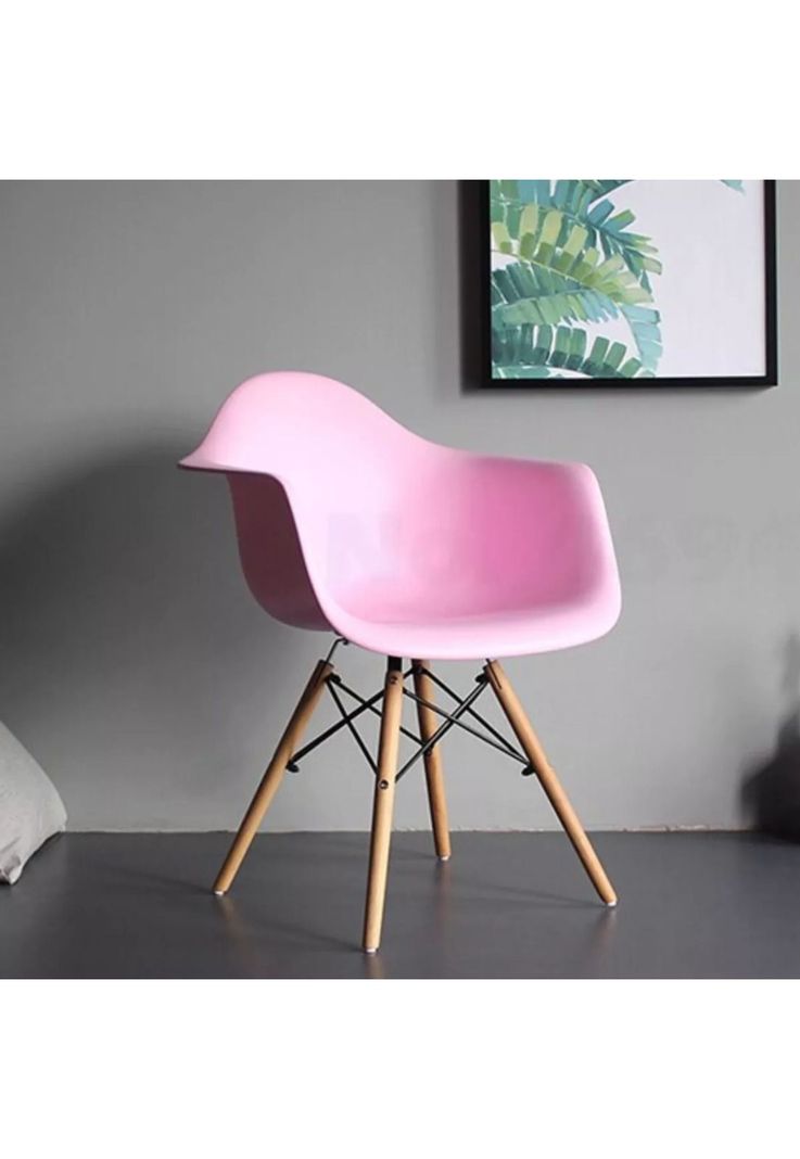 Silla Comedor Eames Hogar Butaca Estructura Color Rosado-4
