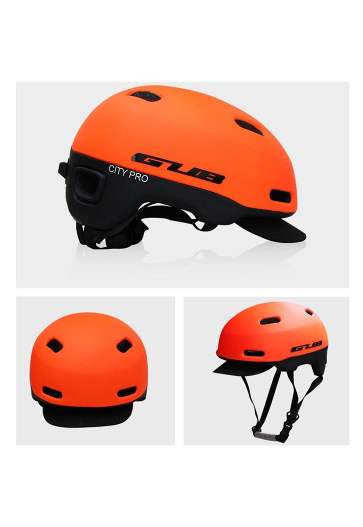 Casco Bicicleta City Visera Profesional M Naranjo-3