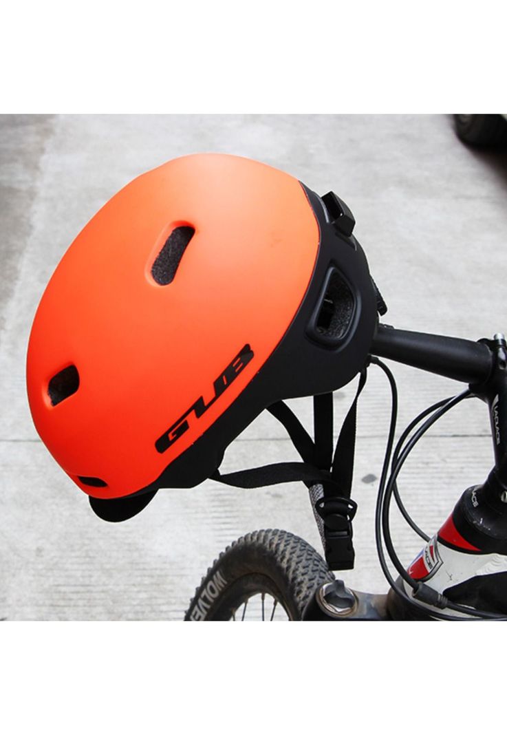 Casco Bicicleta City Visera Profesional M Naranjo-4