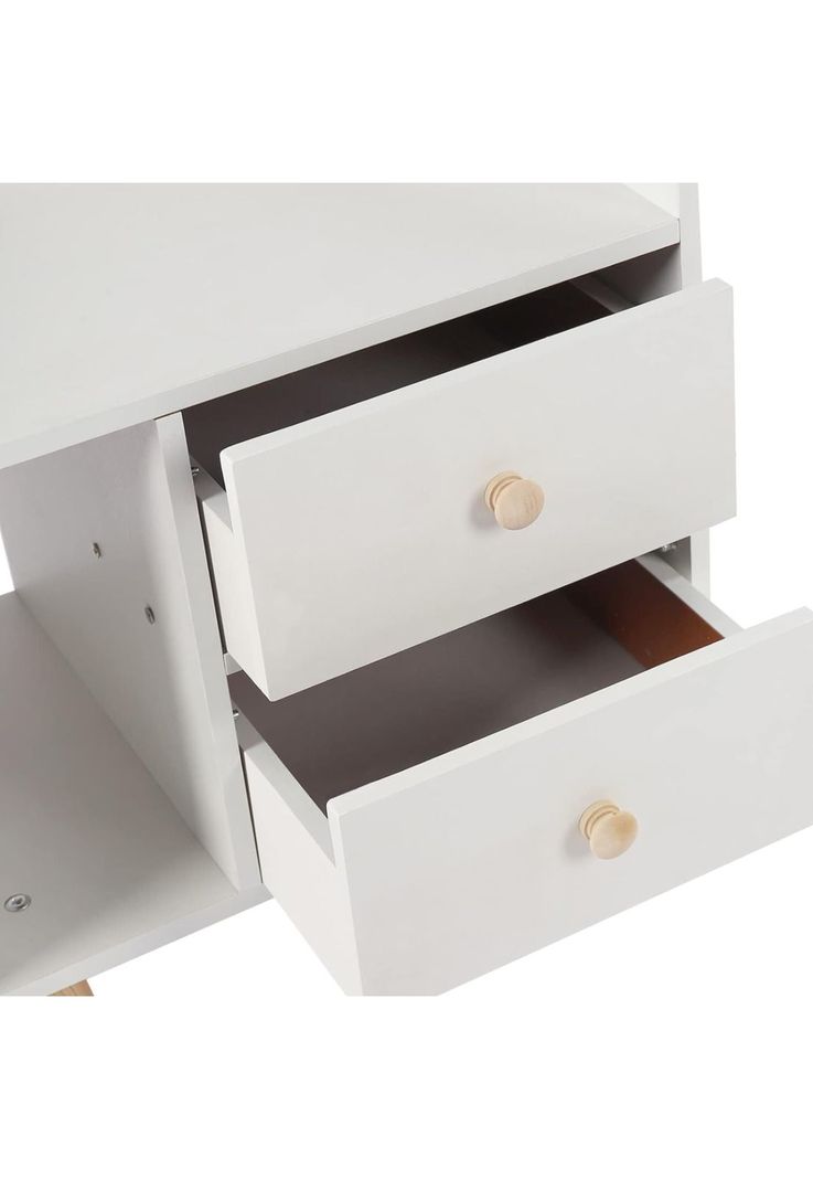 Velador 2 Cajones Madera 43x30x48 CM Blanco-2