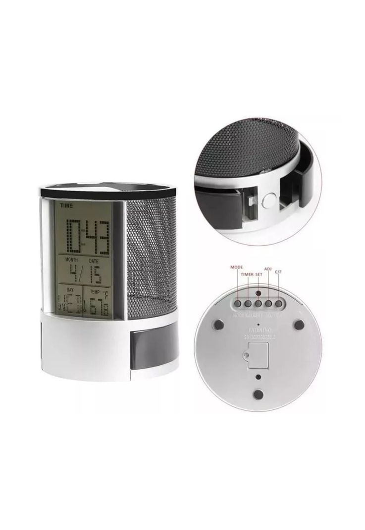 Organizador Bolígrafo Portalápices Reloj Alarma Pantalla LCD-3