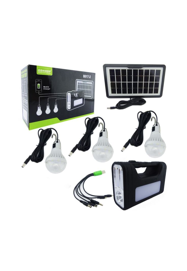 Kit Solar Portátil Recargable Incluye 3 Ampolletas + Cable 4 En 1-2