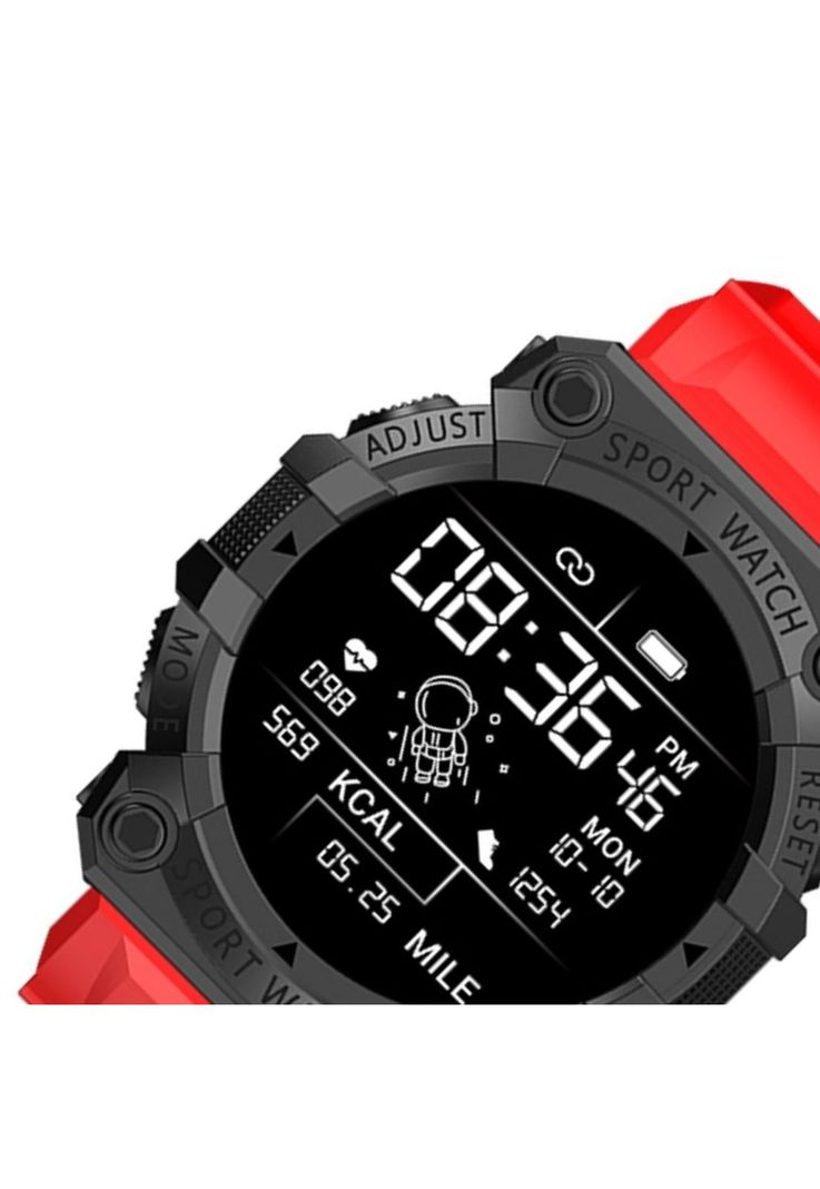 Reloj Smart Band Carga USB Deportivo Rojo-2