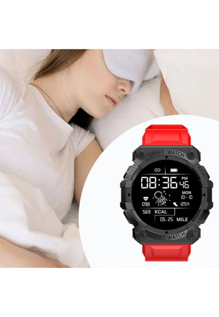 Reloj Smart Band Carga USB Deportivo Rojo-4