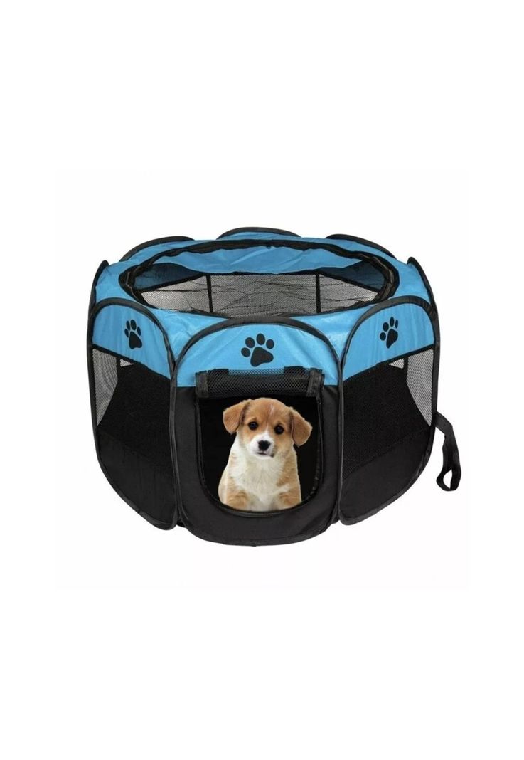 Corral Mascotas Portátil Multifuncional Perros Gatos Talla L Azul-0