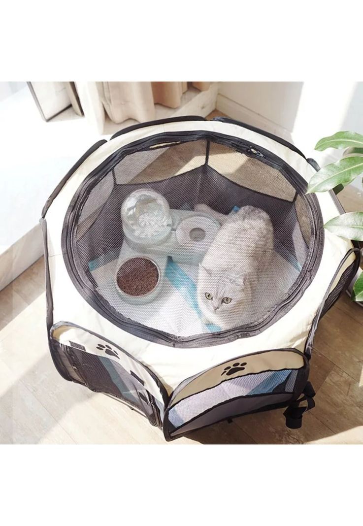 Corral Mascotas Portátil Multifuncional Perros Gatos Talla L Azul-4