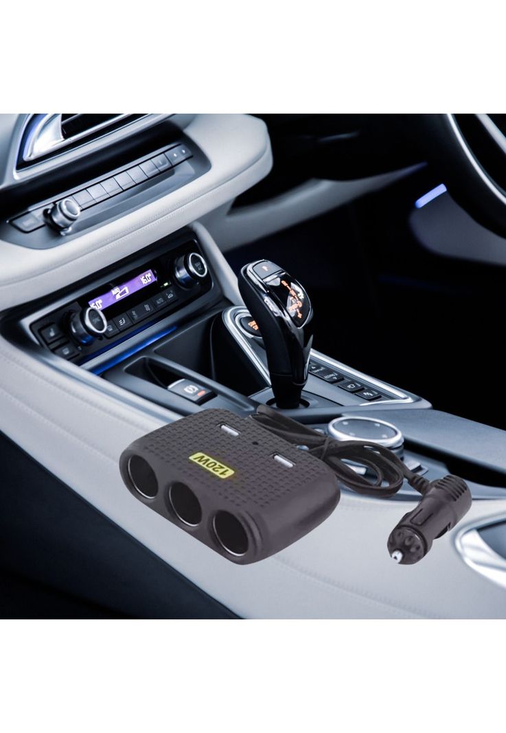 Adaptador Cargador Enchufe Encendedor Auto 1 A 3 +2 USB-4