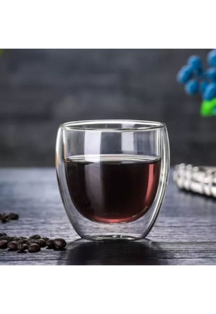 Juego 4 Tazas MUG Café Vidrio Doble Pared Térmico 80 ML-1