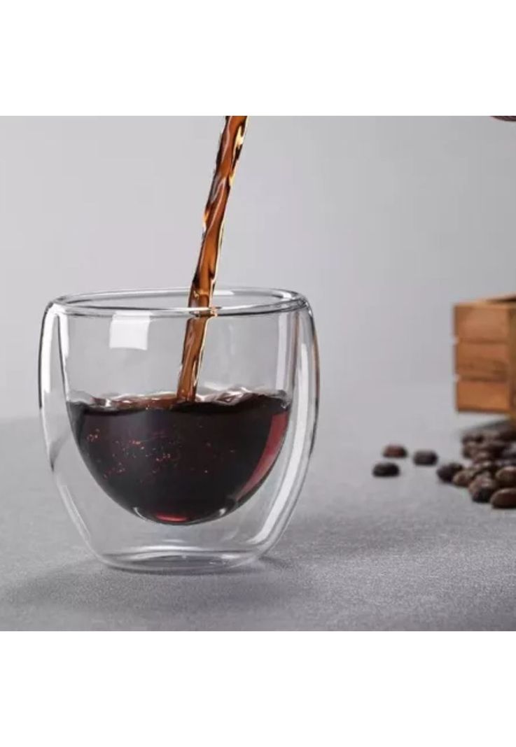Juego 4 Tazas MUG Café Vidrio Doble Pared Térmico 80 ML-2