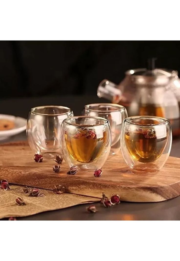 Juego 4 Tazas MUG Café Vidrio Doble Pared Térmico 80 ML-3