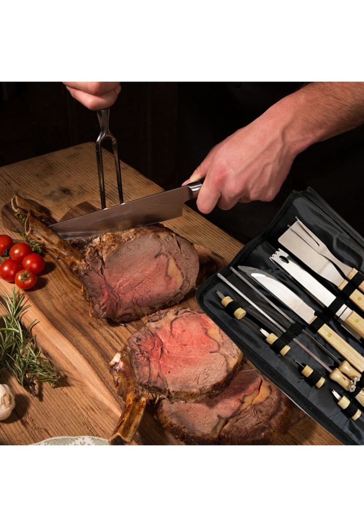 Set Maletín Asado Parrilla Negro 10 Herramientas-5