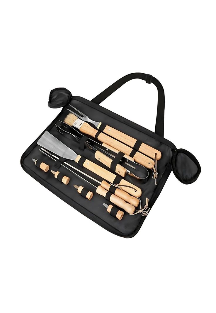 Set Maletín Asado Parrilla Negro 10 Herramientas-1