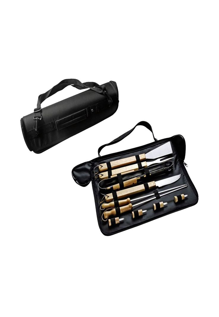 Set Maletín Asado Parrilla Negro 10 Herramientas-3