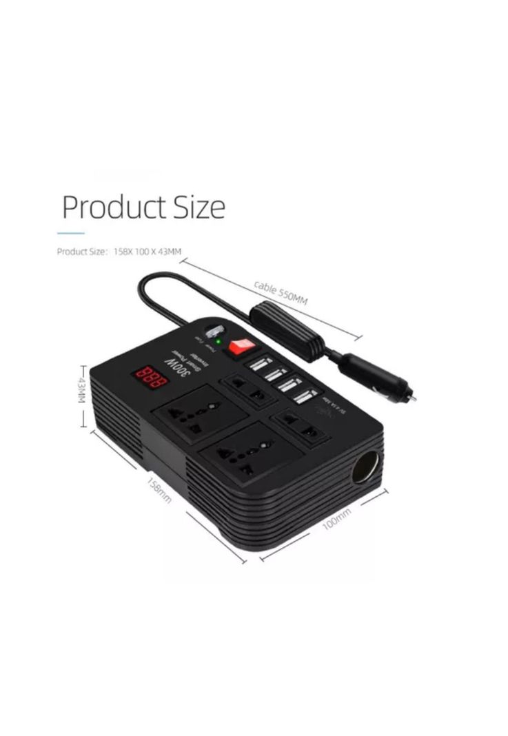 Inversor Corriente Automóvil 300 Watt 12 V A 220v-2