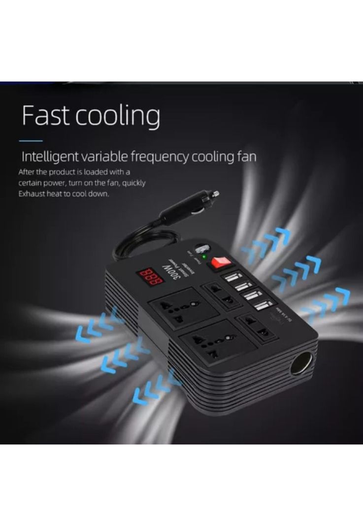 Inversor Corriente Automóvil 300 Watt 12 V A 220v-4