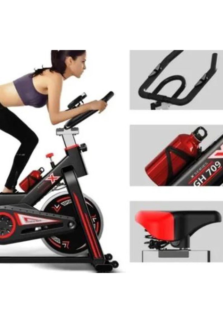 Bicicleta Estática Spinning Profesional 120 KG Rojo-3