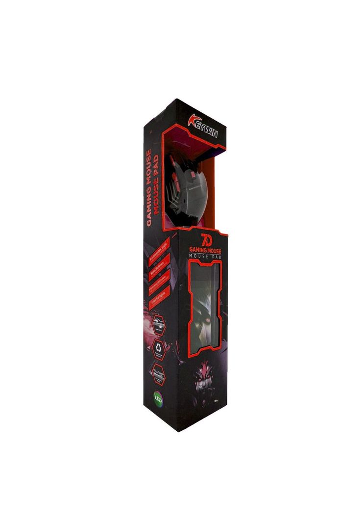 Kit Mouse Gamer Mousepad Ergonómico Rojo-2