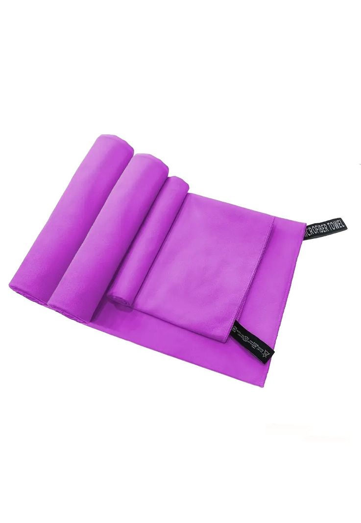 Set 3 Toallas Baño Viaje Microfibra Secado Rápido Violeta Claro-0