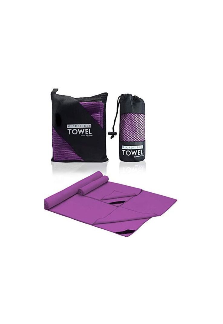 Set 3 Toallas Baño Viaje Microfibra Secado Rápido Violeta Claro-4