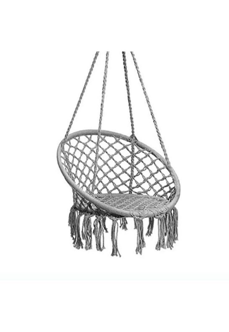 Hamaca Silla Columpio Algodón Gris 80 x 70 CM-2
