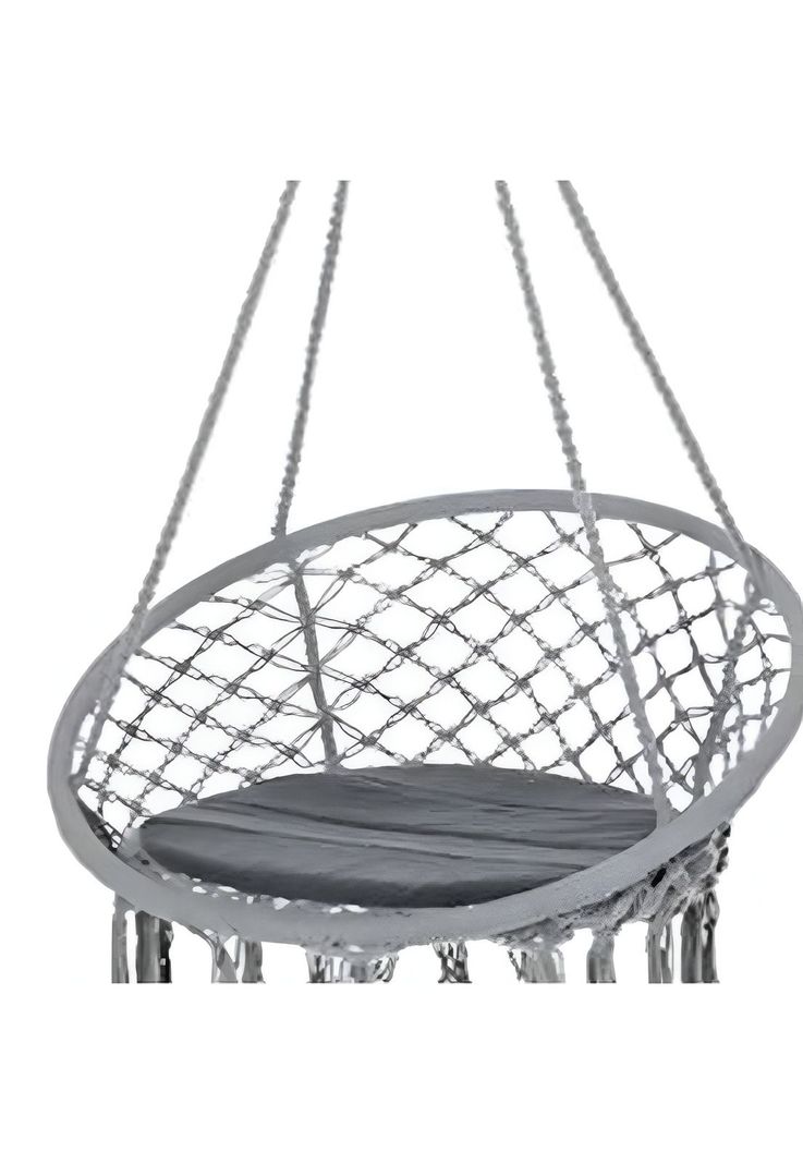 Hamaca Silla Columpio Algodón Gris 80 x 70 CM-4