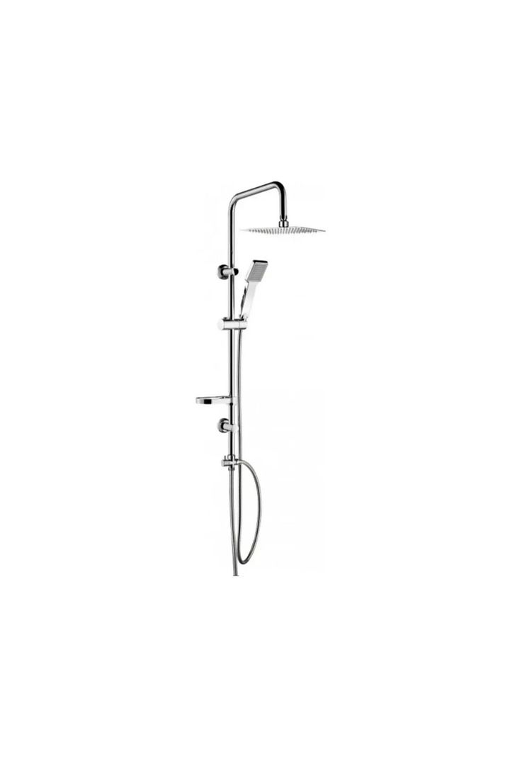 Columna Ducha Plato Plano Moderna Metal Cromado-0