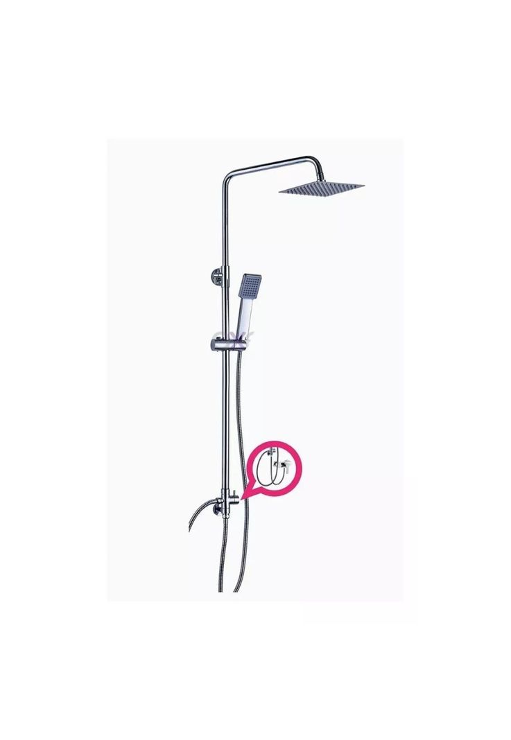 Columna Ducha Plato Plano Moderna Metal Cromado-3